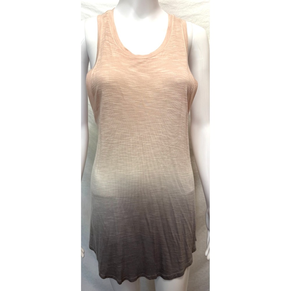 Young Fabulous & Broke Women's Tan & Gray Dip Dye Racer Back Tunic Top Size M